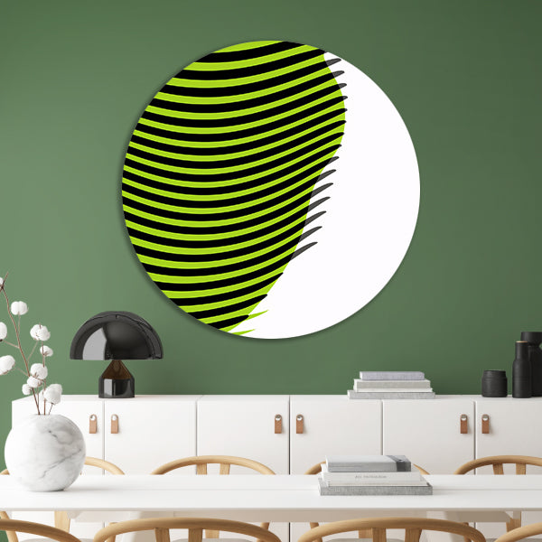 Abstracte lijnen met groene en zwarte golven aluminium muurcirkel