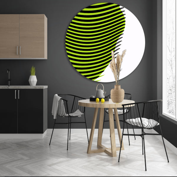 Abstracte lijnen met groene en zwarte golven aluminium muurcirkel