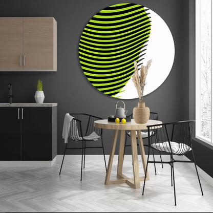 Abstracte lijnen met groene en zwarte golven aluminium muurcirkel