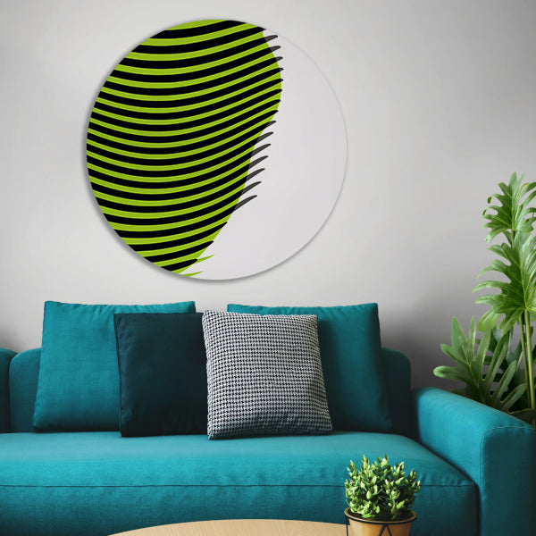 Abstracte lijnen met groene en zwarte golven forex muurcirkel