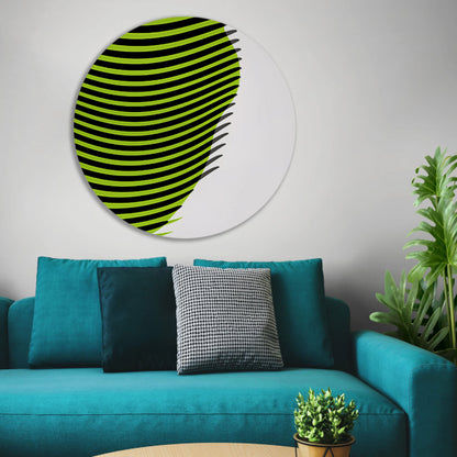 Abstracte lijnen met groene en zwarte golven forex muurcirkel