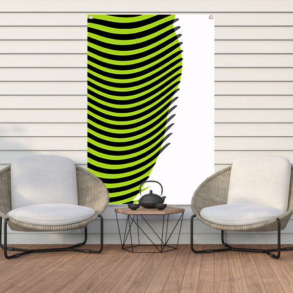 Abstracte lijnen met groene en zwarte golven tuinposter