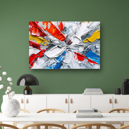 Abstract schilderij met levendige kleuren en dynamiek acrylglas