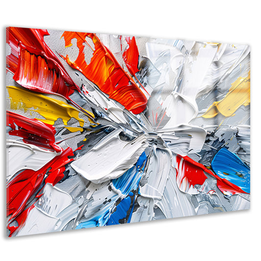 Abstract schilderij met levendige kleuren en dynamiek acrylglas