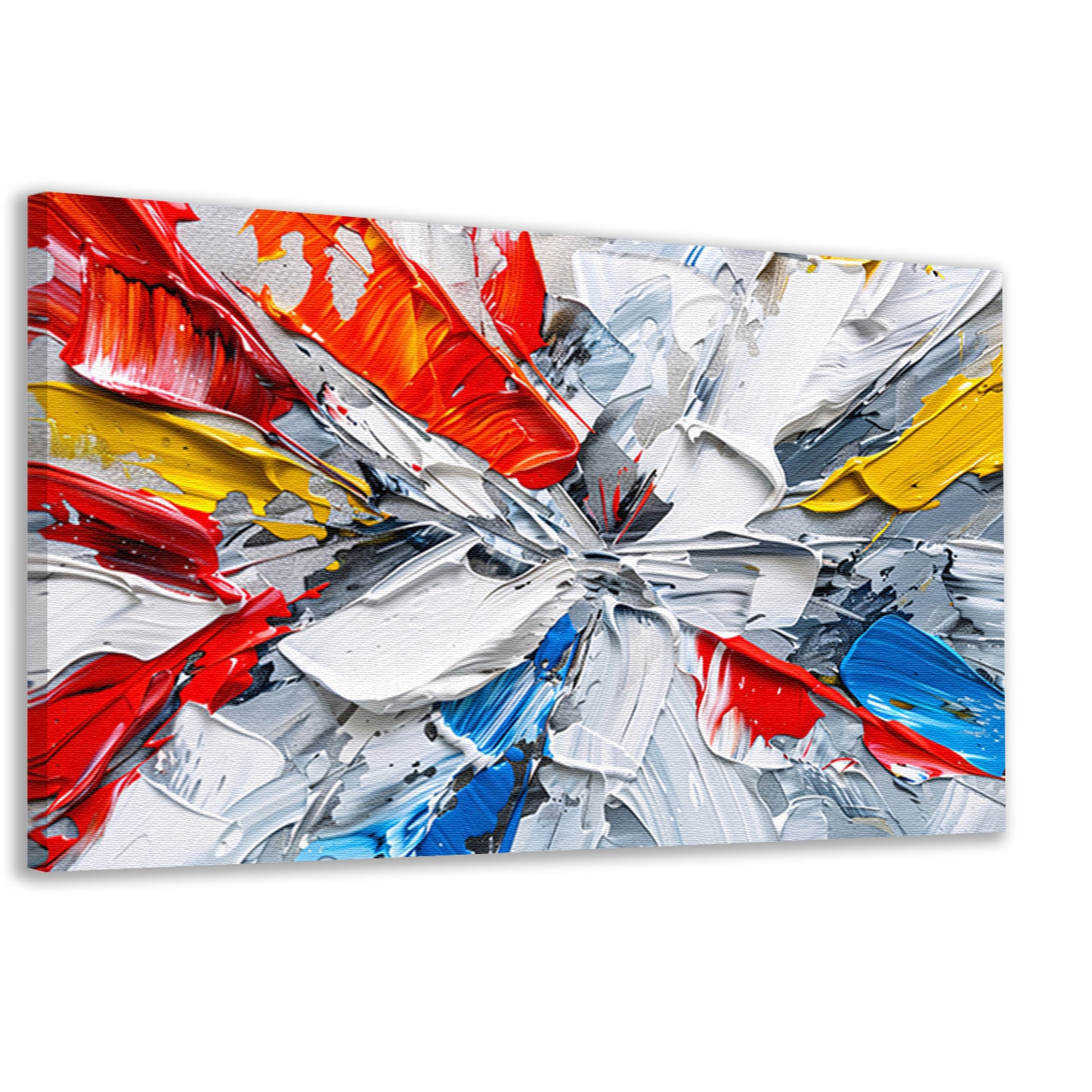 Abstract schilderij met levendige kleuren en dynamiek canvas