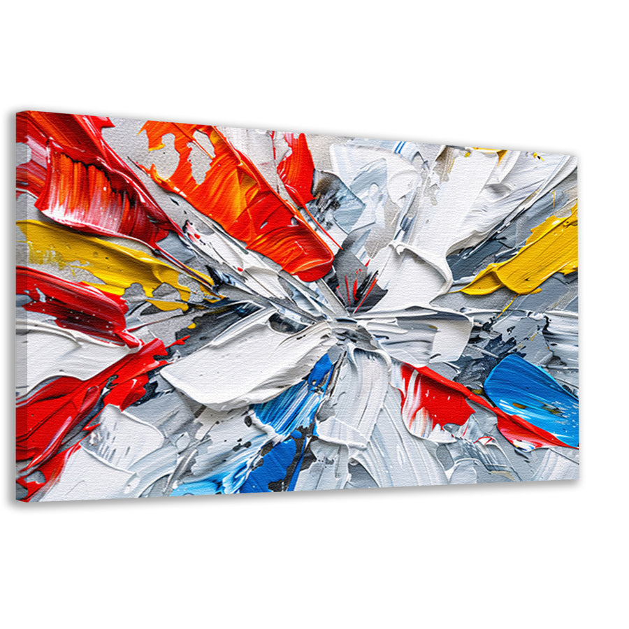 Abstract schilderij met levendige kleuren en dynamiek canvas