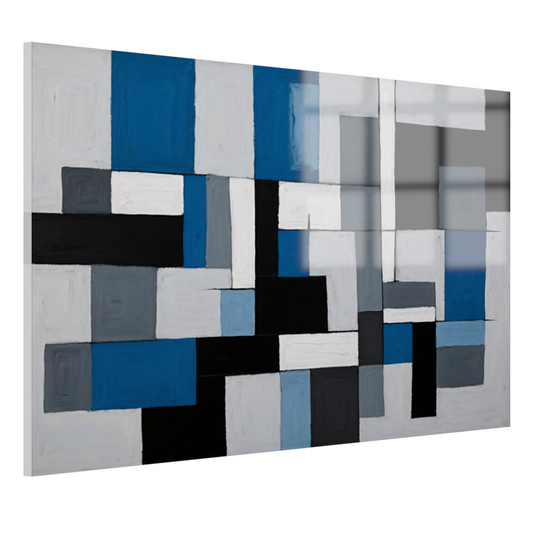 Monochrome Harmonie in Blauw en Zwart acrylglas