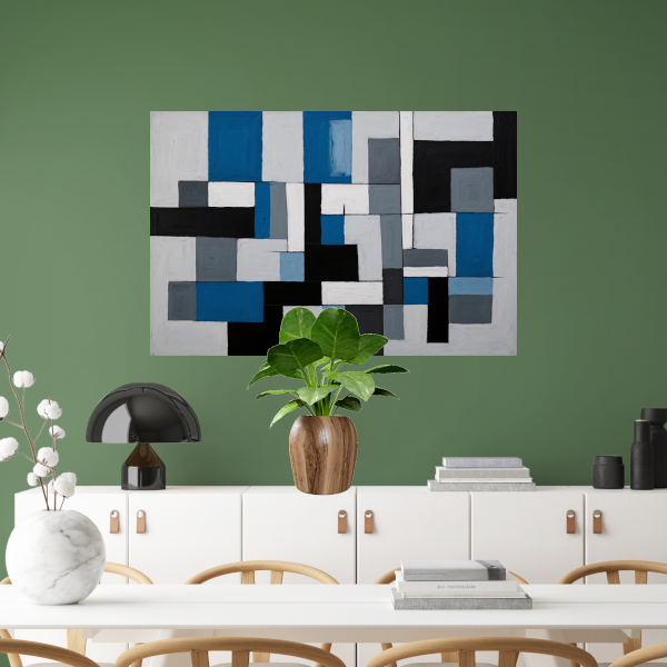 Monochrome Harmonie in Blauw en Zwart poster
