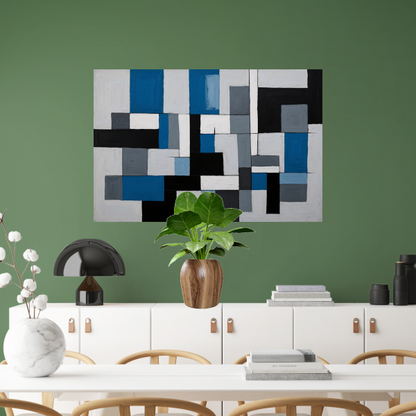 Monochrome Harmonie in Blauw en Zwart poster
