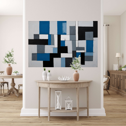 Monochrome Harmonie in Blauw en Zwart poster