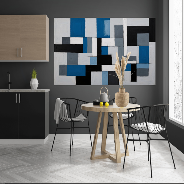 Monochrome Harmonie in Blauw en Zwart poster