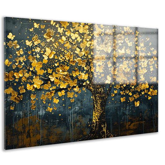 Schitterende gouden boom met bladeren acrylglas