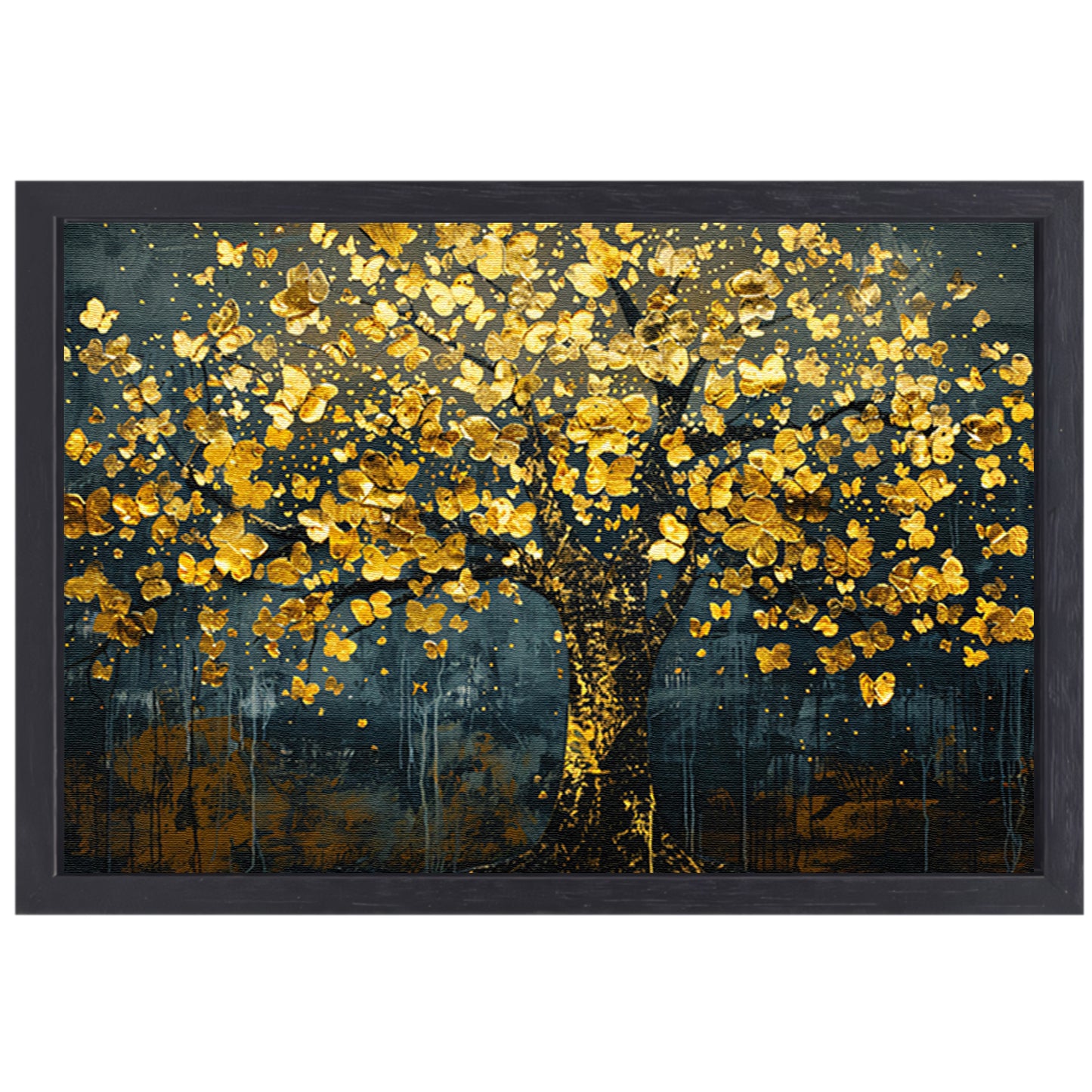 Schitterende gouden boom met bladeren canvas met baklijst