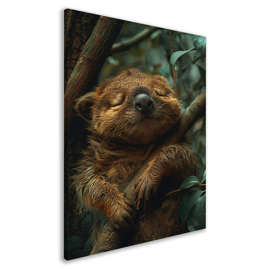 Schattig slapend dier in het bos canvas