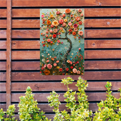 Kleurrijk Bloemenboom Schilderij voor Interieur tuinposter