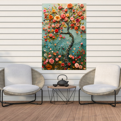 Kleurrijk Bloemenboom Schilderij voor Interieur tuinposter