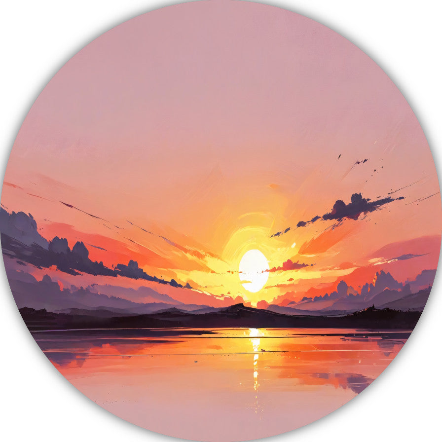 Magische reflectie van kleurrijke zonsondergang forex muurcirkel