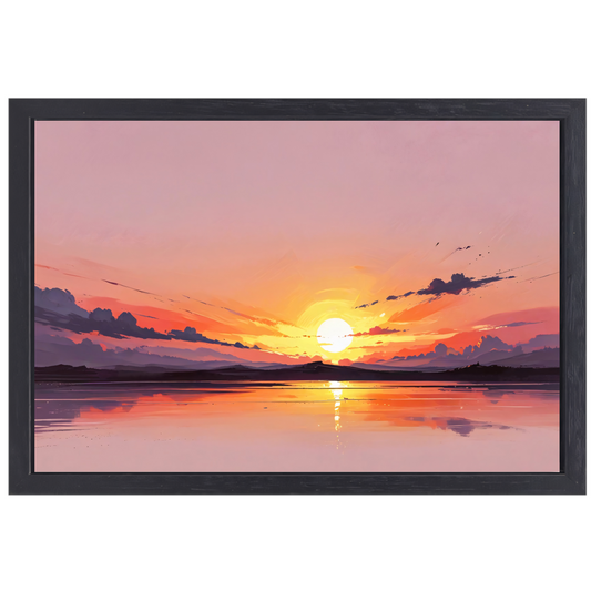 Magische reflectie van kleurrijke zonsondergang canvas met baklijst
