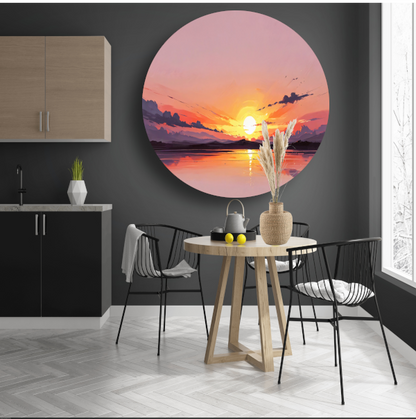 Magische reflectie van kleurrijke zonsondergang aluminium muurcirkel