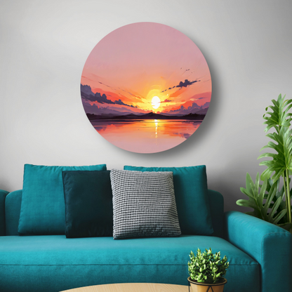 Magische reflectie van kleurrijke zonsondergang forex muurcirkel
