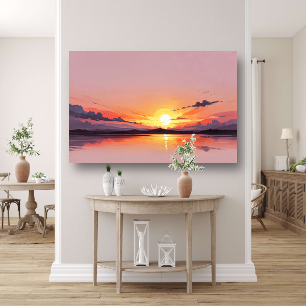 Magische reflectie van kleurrijke zonsondergang poster