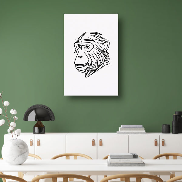 Zwart-witte minimalistische aap lijntekening poster