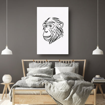 Zwart-witte minimalistische aap lijntekening poster