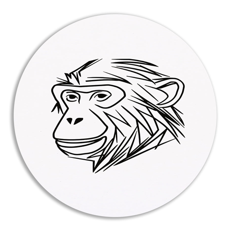 Zwart-witte minimalistische aap lijntekening forex muurcirkel