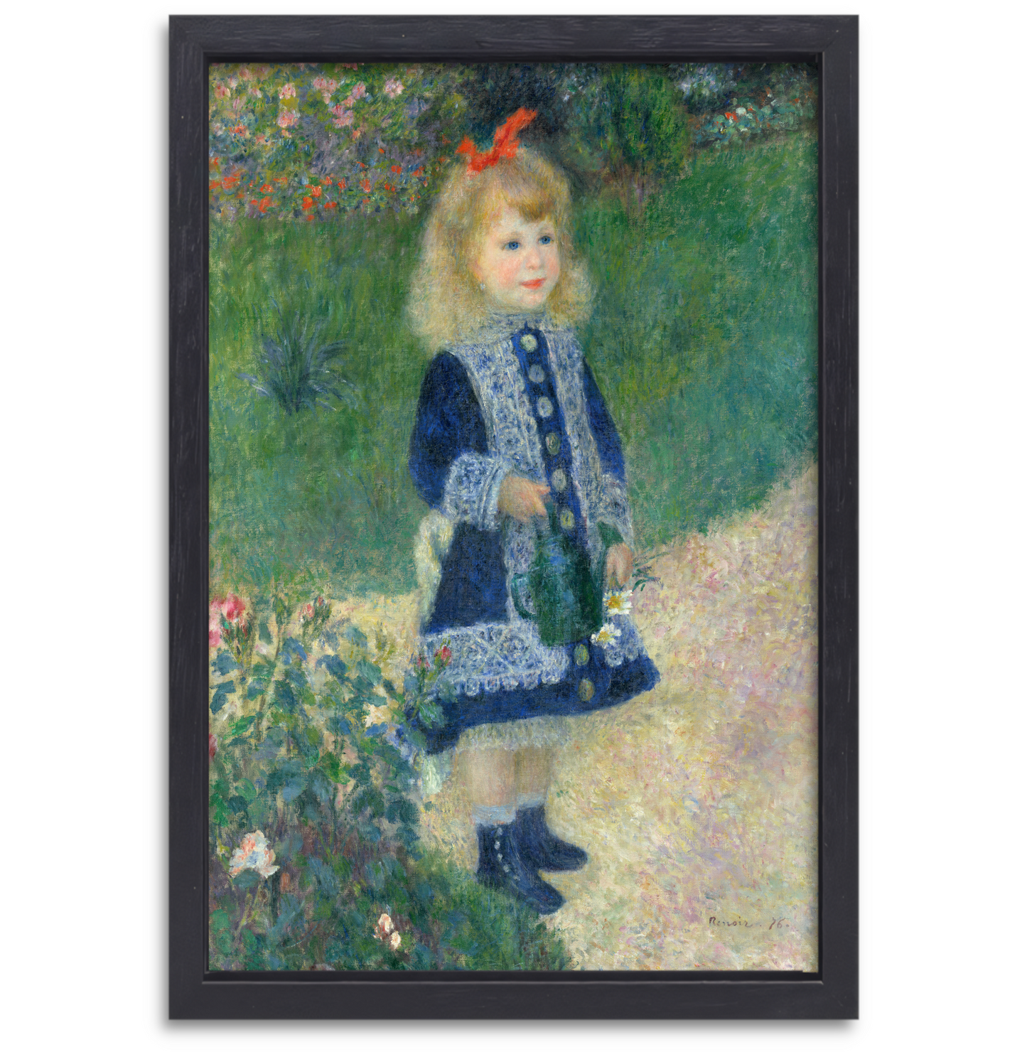 Een meisje met een gieter - Pierre-Auguste Renoir canvas met baklijst