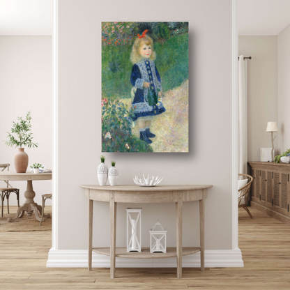Een meisje met een gieter - Pierre-Auguste Renoir canvas met baklijst