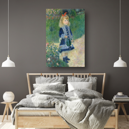 Een meisje met een gieter - Pierre-Auguste Renoir canvas met baklijst