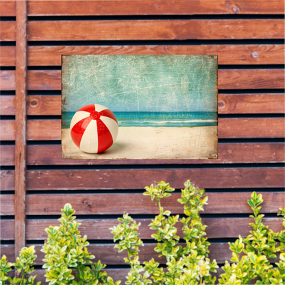 Zomerse strandbal aan kalme kust tuinposter