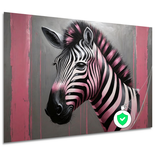 Moderne zebra met roze strepen schilderij poster