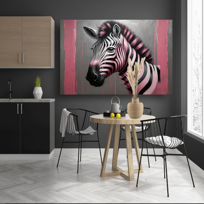 Moderne zebra met roze strepen schilderij poster
