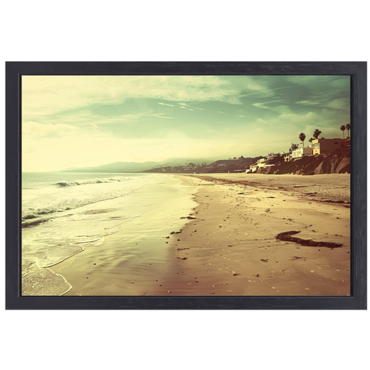 Impressionistisch Strand met Huizen canvas met baklijst