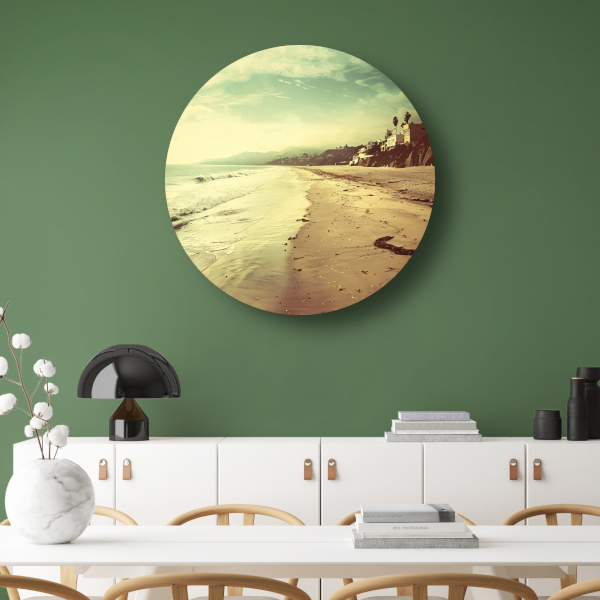 Impressionistisch Strand met Huizen aluminium muurcirkel