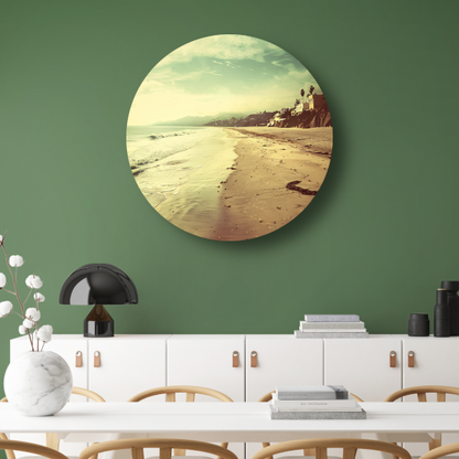 Impressionistisch Strand met Huizen forex muurcirkel
