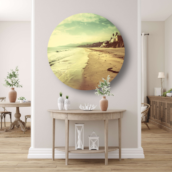 Impressionistisch Strand met Huizen aluminium muurcirkel