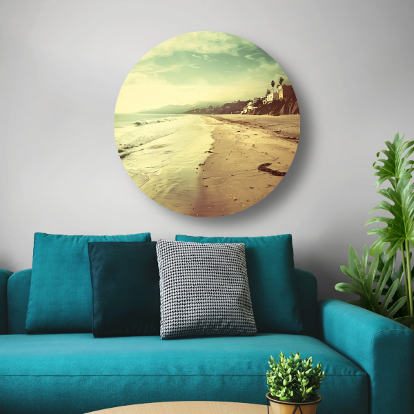 Impressionistisch Strand met Huizen aluminium muurcirkel