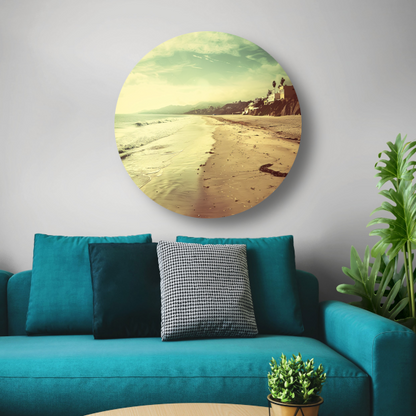 Impressionistisch Strand met Huizen forex muurcirkel