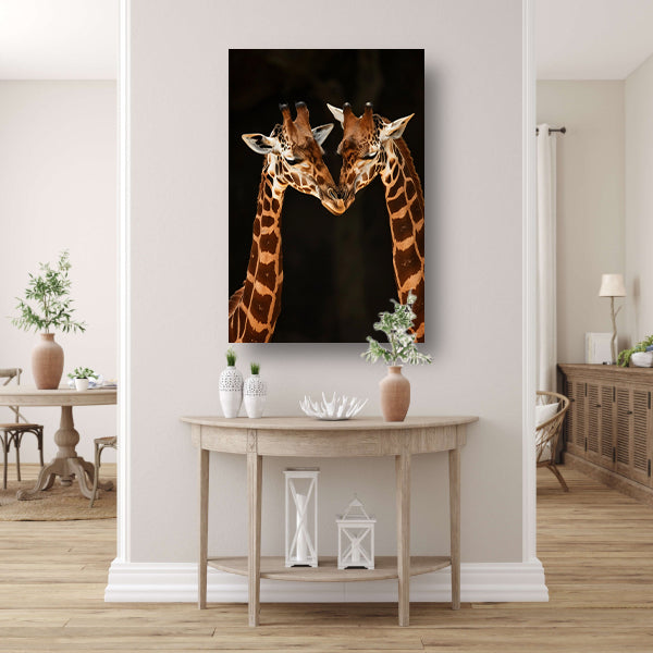 Twee giraffen tegen donkere achtergrond acrylglas