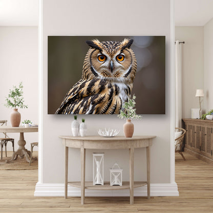 Realistische close-up van een uil poster