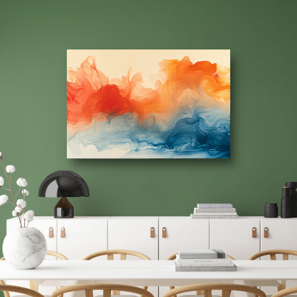 Abstract kunstwerk met levendige kleurencombinatie canvas met baklijst