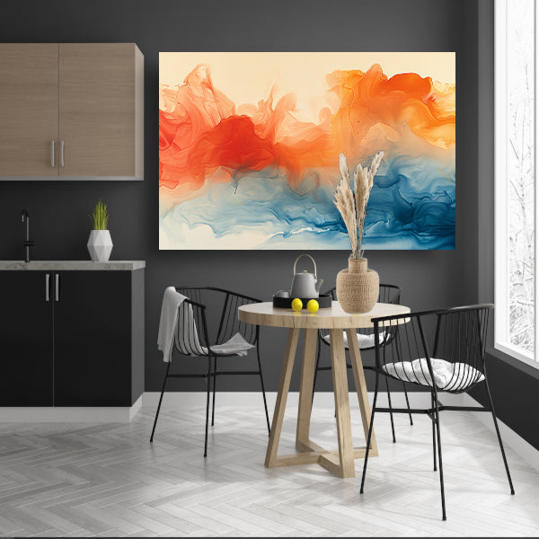 Abstract kunstwerk met levendige kleurencombinatie canvas met baklijst