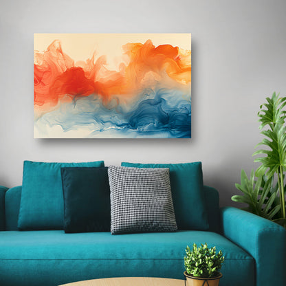 Abstract kunstwerk met levendige kleurencombinatie canvas met baklijst