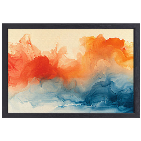 Abstract kunstwerk met levendige kleurencombinatie canvas met baklijst