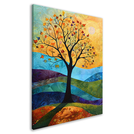 Surrealistisch herfstlandschap met kleurrijke boom canvas