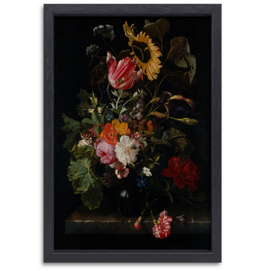 Boeket bloemen in een vaas - Maria van Oosterwyck canvas met baklijst