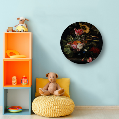 Boeket bloemen in een vaas - Maria van Oosterwyck aluminium muurcirkel