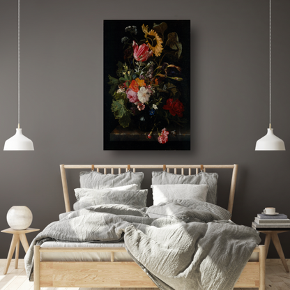 Boeket bloemen in een vaas - Maria van Oosterwyck canvas met baklijst